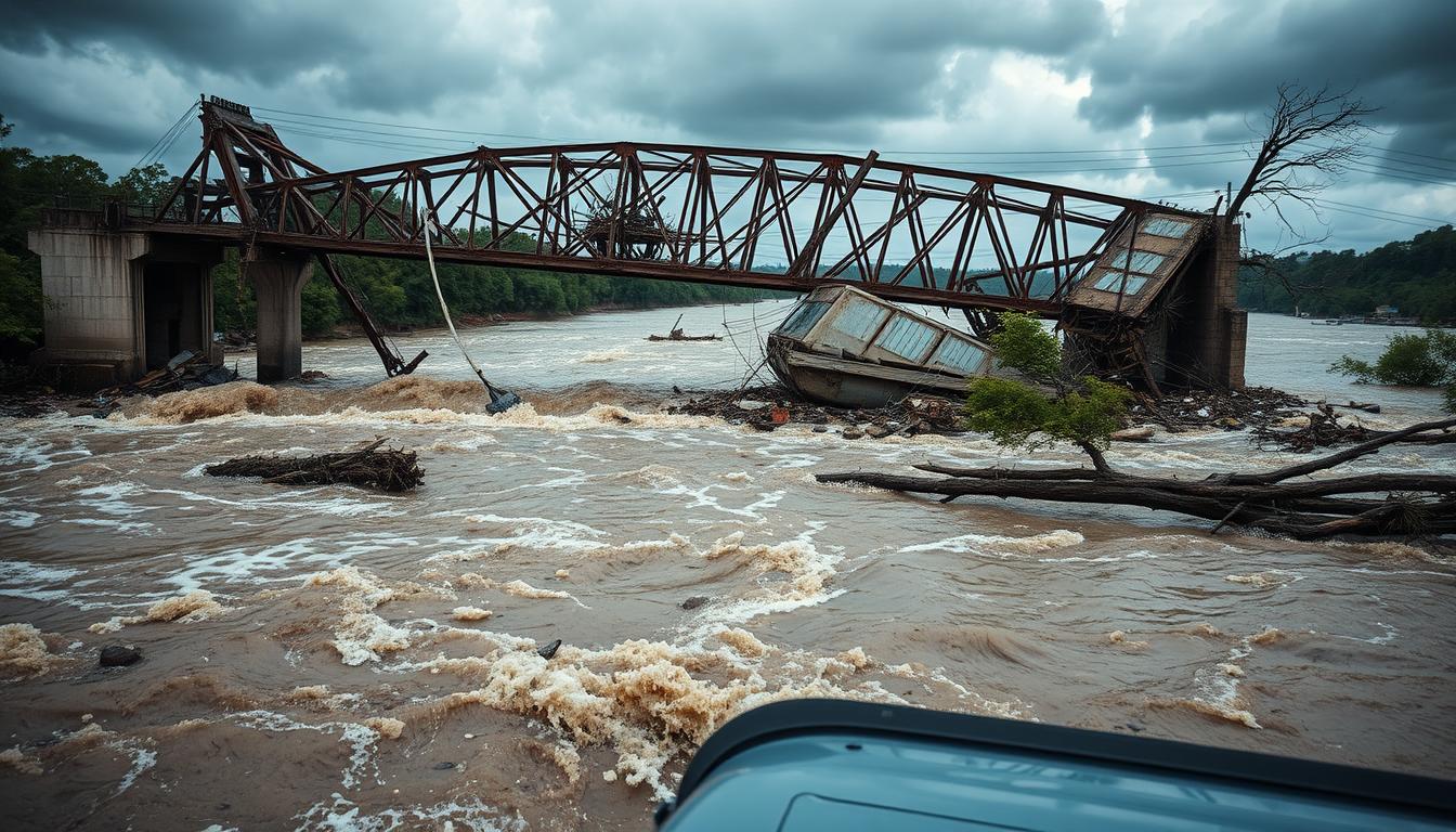 Jembatan Penghubung Pandeglang-Serang Ambruk Diterjang Luapan Air Sungai