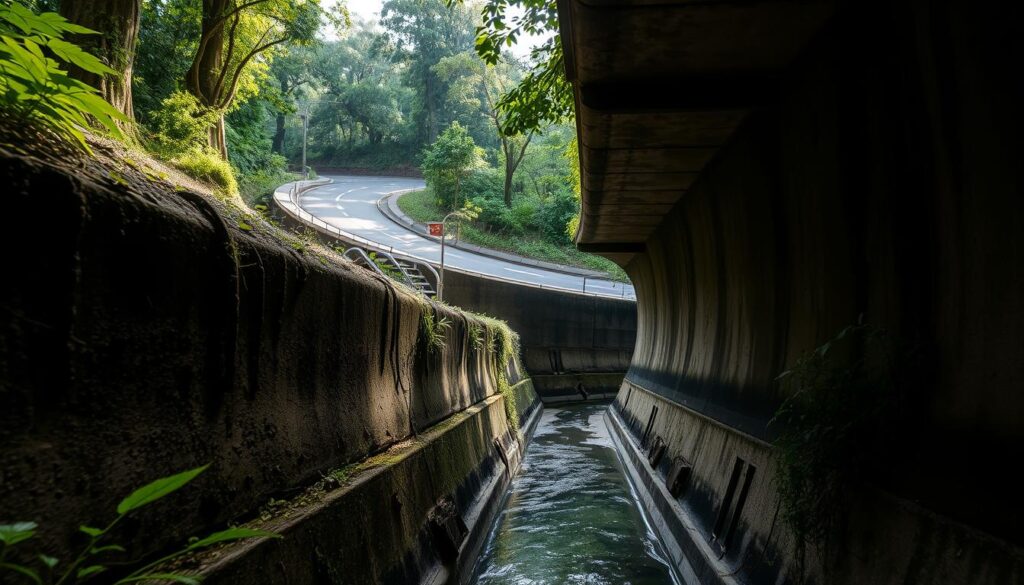 saluran air di bawah jalan